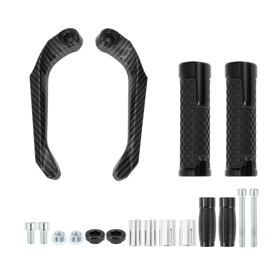 Unique Bargains 7/8" 22mm 15/16" 24mm Motorcycle Hand Grips Cover Kit Non Slip Aluminum Alloy Rubber Handlebar End Grips Black 1 Set Plaid Pattern