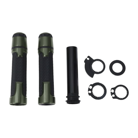 Unique Bargains 7/8" 22mm 15/16" 24mm Motorcycle Hand Grips Cover Kit Non Slip Aluminum Alloy Rubber Handlebar End Grips Black Titanium Tone 1 Set