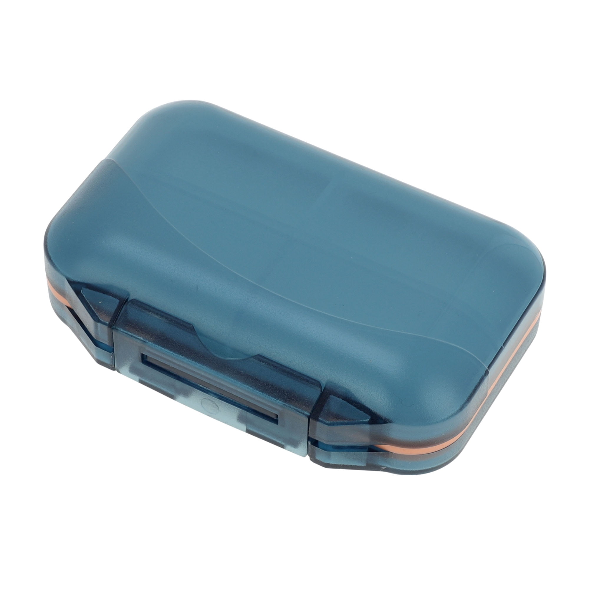 Unique Bargains 7 Grids Double Layers Portable Pill Box 1 Pc Blue, Orange