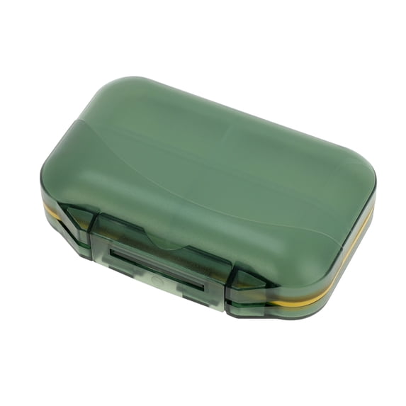 Unique Bargains 7 Grids Double Layers Portable Pill Box 1 Pc Green, Yellow
