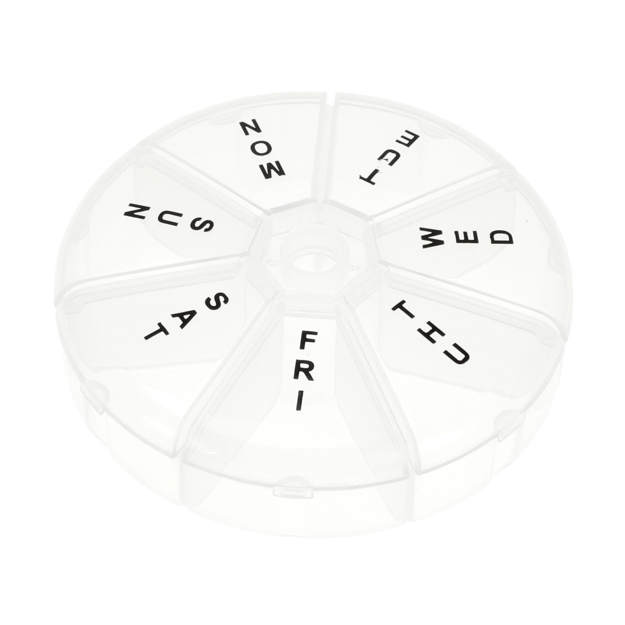 Unique Bargains 7 Grids Round Pill Box for Travel Clear 1 Pc