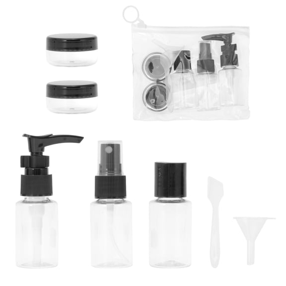 Unique Bargains 7 Pcs Travel Size Toiletries Bottles Containers Leakproof Squeezable Refillable Travel Bottles Set Black