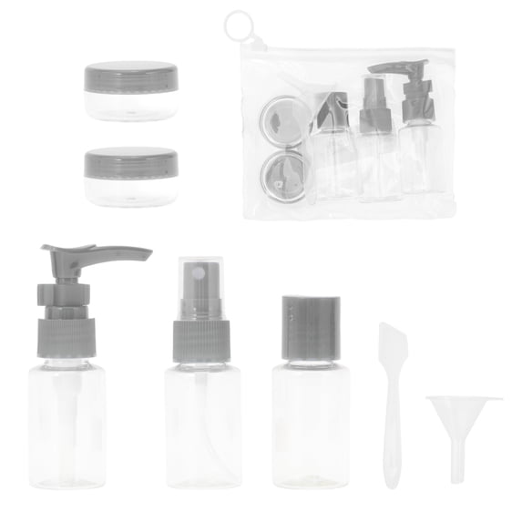 Unique Bargains 7 Pcs Travel Size Toiletries Bottles Containers Leakproof Squeezable Refillable Travel Bottles Set Gray