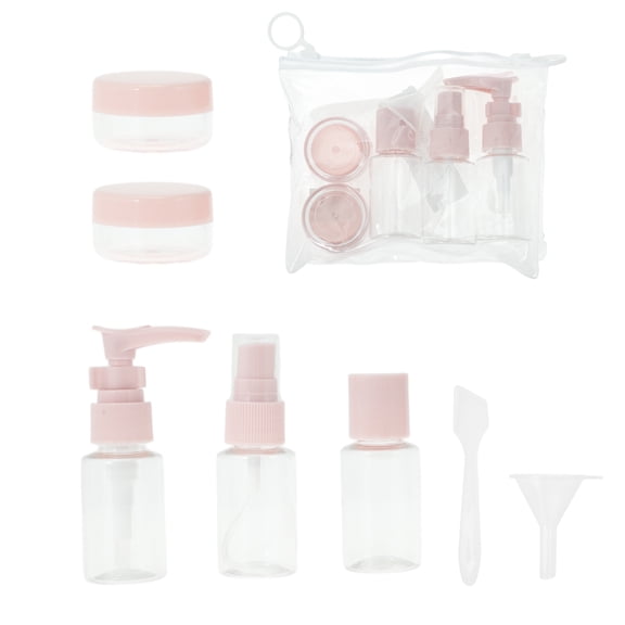 Unique Bargains 7 Pcs Travel Size Toiletries Bottles Containers Leakproof Squeezable Refillable Travel Bottles Set Light Pink