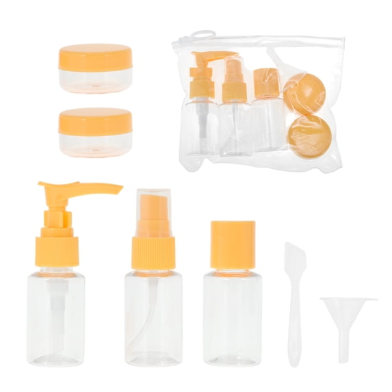 Unique Bargains 7 Pcs Travel Size Toiletries Bottles Containers Leakproof Squeezable Refillable Travel Bottles Set Orange