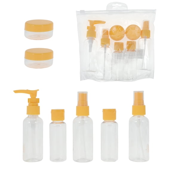 Unique Bargains 7 Pcs Travel Size Toiletries Bottles Containers Leakproof Squeezable Refillable Travel Container Set Orange