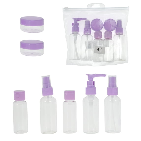 Unique Bargains 7 Pcs Travel Size Toiletries Bottles Containers Leakproof Squeezable Refillable Travel Container Set Purple