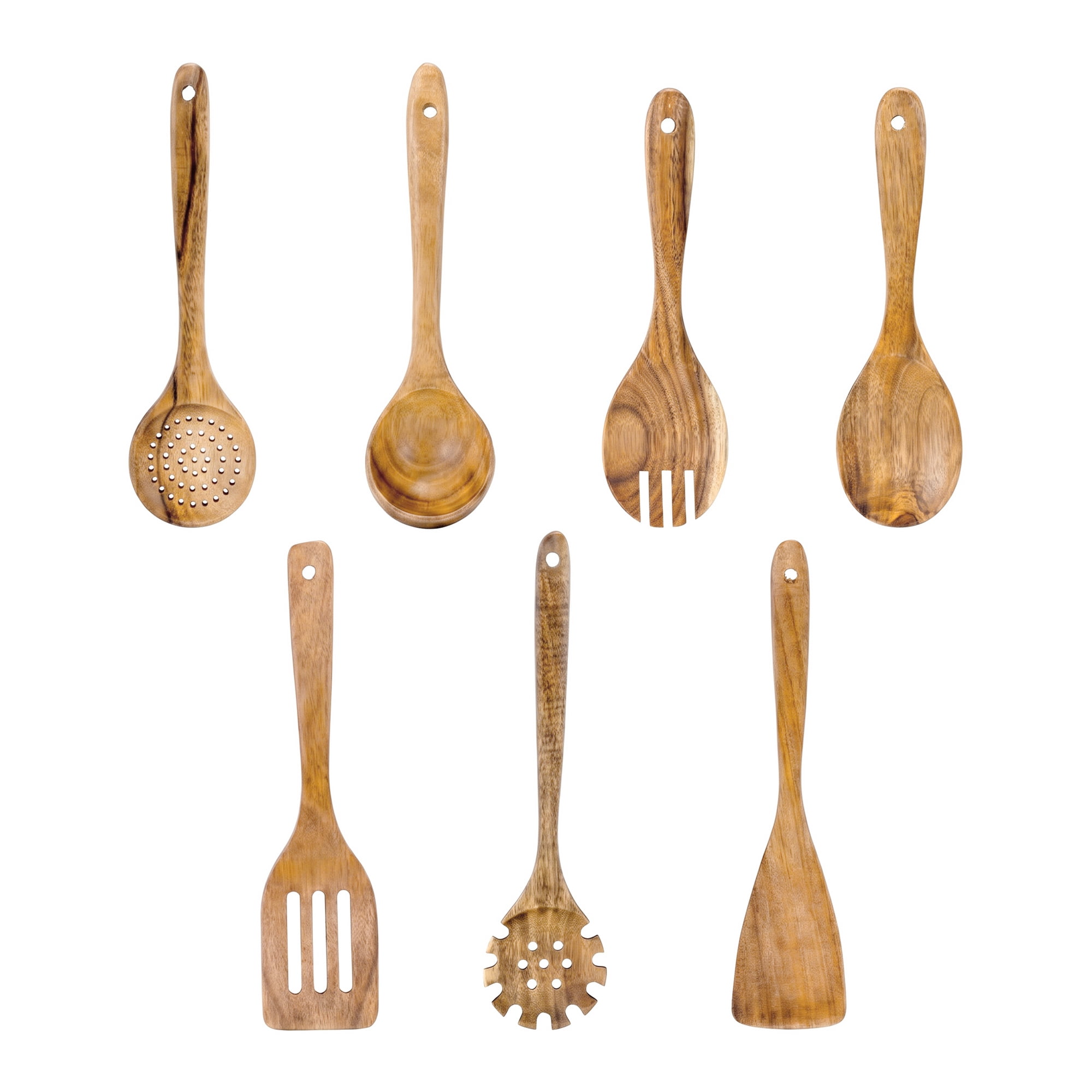 Unique Bargains 7 Pcs Useful Wood Kitchen Utensil Essential Gadgets Set Brown B