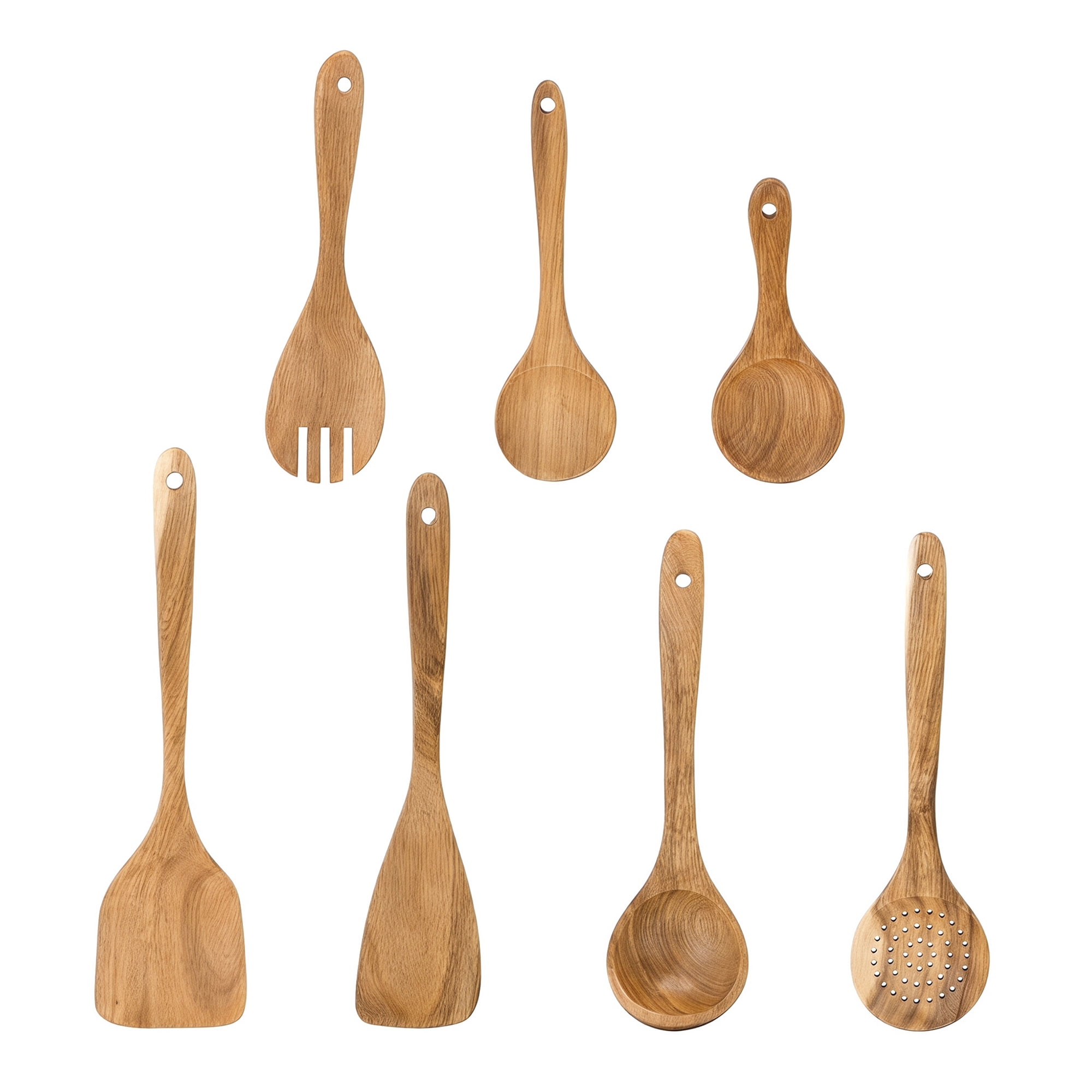 Unique Bargains 7 Pcs Useful Wood Kitchen Utensil Essential Gadgets Set Brown C