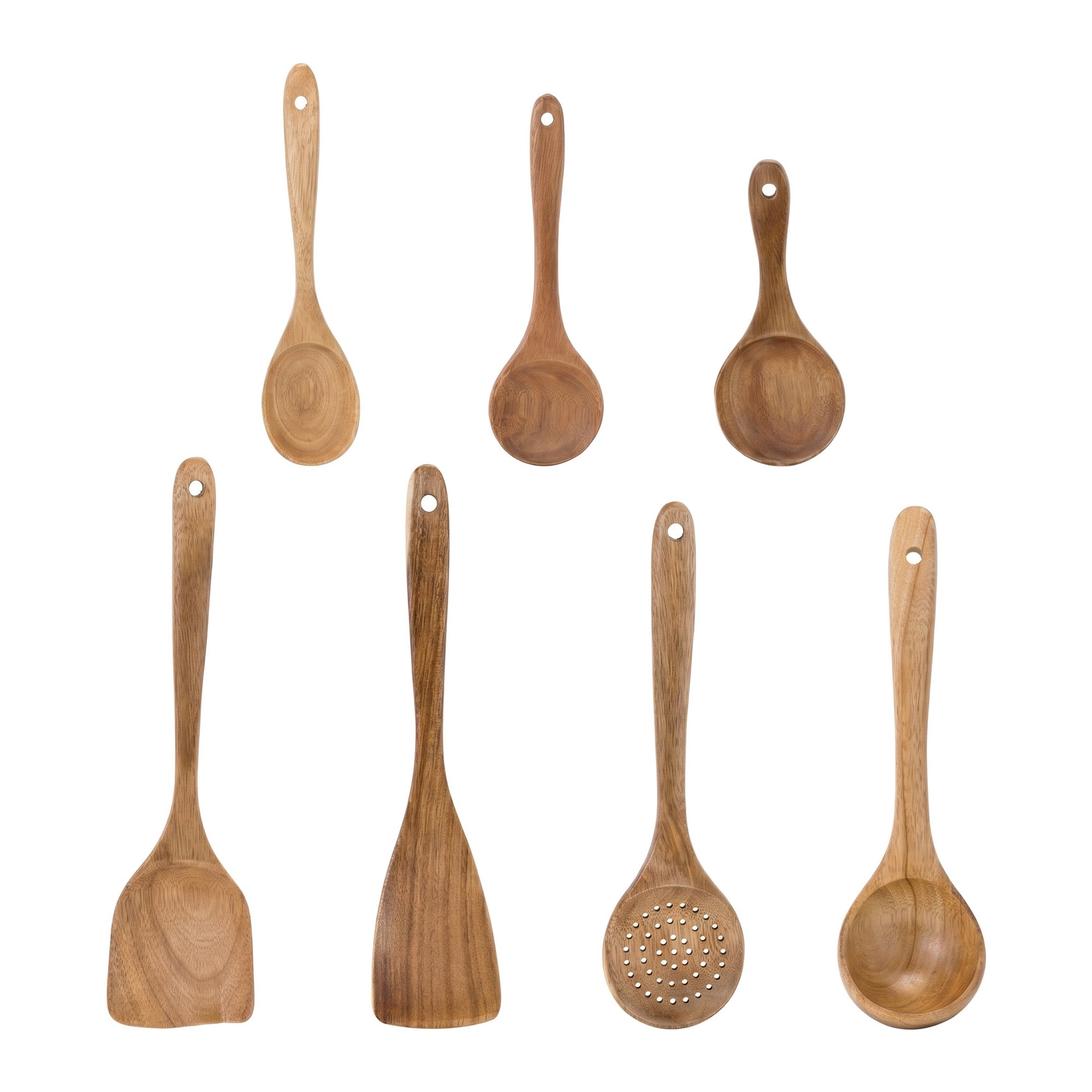 Unique Bargains 7 Pcs Useful Wood Kitchen Utensil Essential Gadgets Set Brown D
