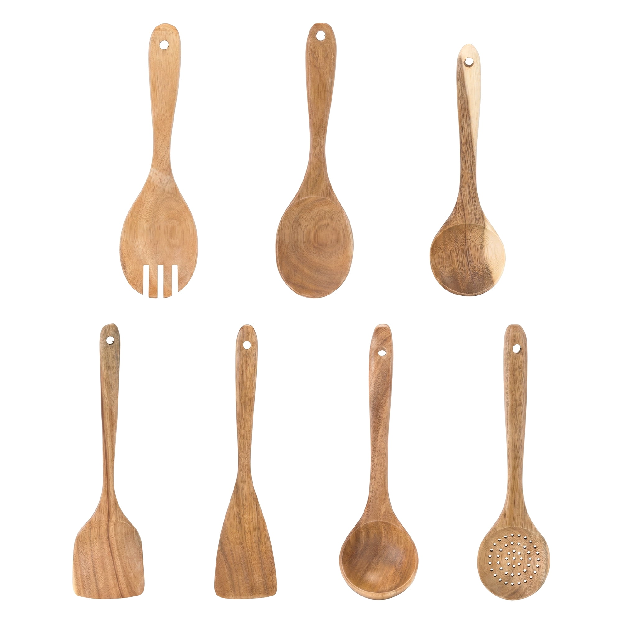 Unique Bargains 7 Pcs Useful Wood Kitchen Utensil Essential Gadgets Set Brown G