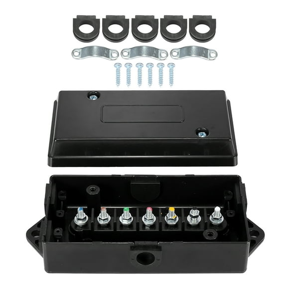 Unique Bargains 7 Way Trailer Wire Cord Junction Box Holder Connector Kit for RV Camper Caravans