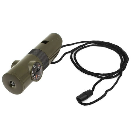 Unique Bargains 7 in 1 Survival Outdoor Thermometer Compass Multi-function Whistle