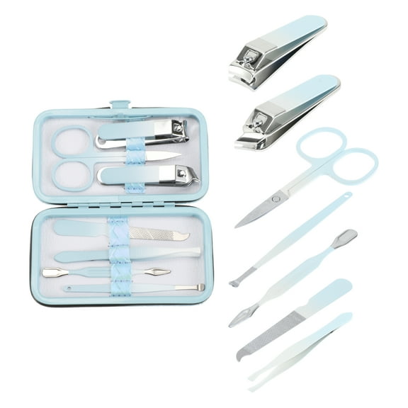 Unique Bargains 7-piece Set Fashion Nail Clipper Kit for Women for Men Gradient Blue