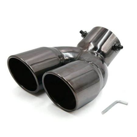 Unique Bargains 70mm Inlet Dia Black Stainless Steel Rear Dual Exhaust Pipe Tail Muffler Tip