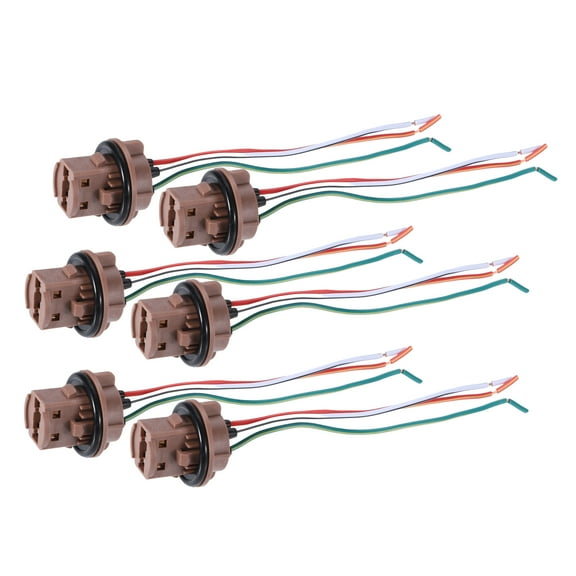Unique Bargains 7443 T20 Bulb Sockets Wire Harness Connector for LED Bulbs Turn Signal Lights Brake Lights (Set of 6)