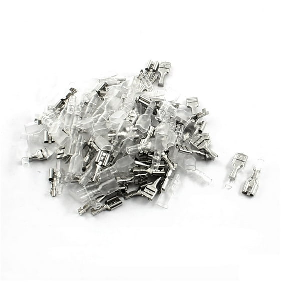 75Pcs 6.3mm Spade Crimp Cable Terminals Connector w Insulated Cover