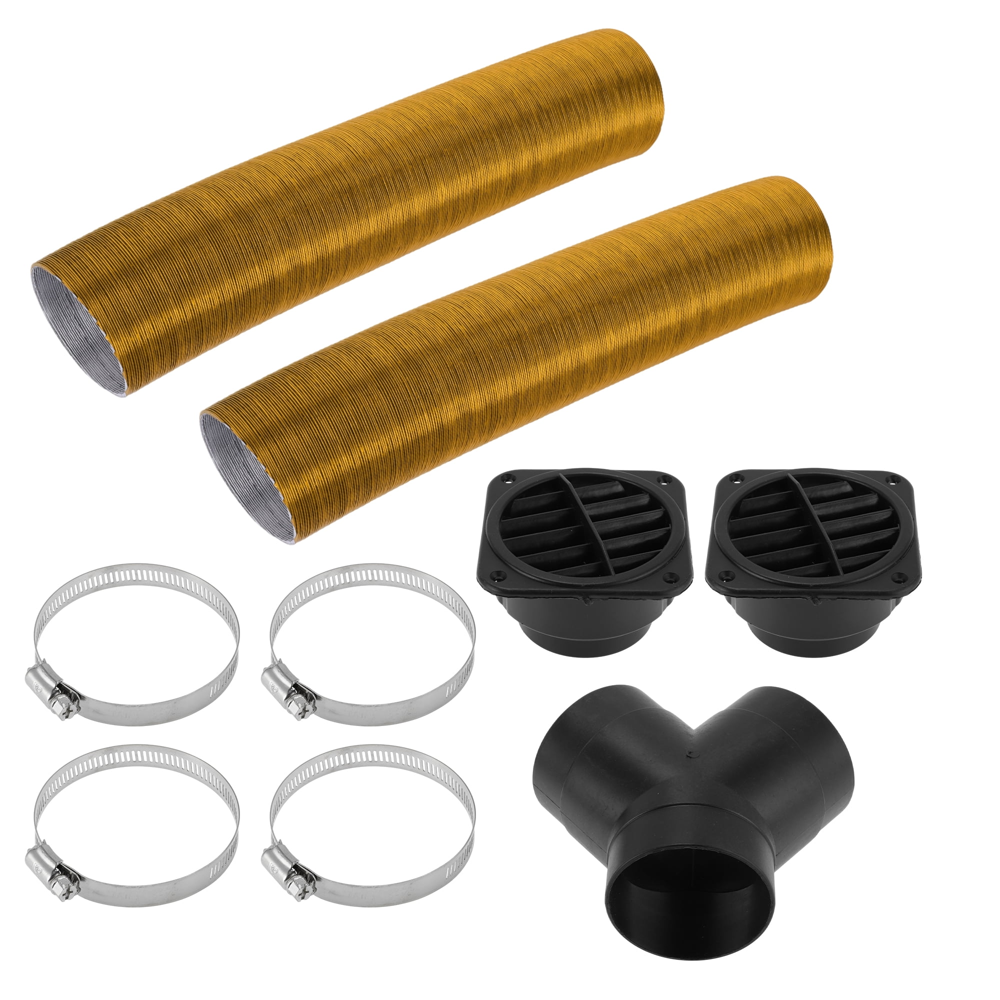 Unique Bargains 75mm Dia 80cm Car Heater Duct Kit Car Heater Duct Pipe Hose Set for Diesel Heater Gold Tone