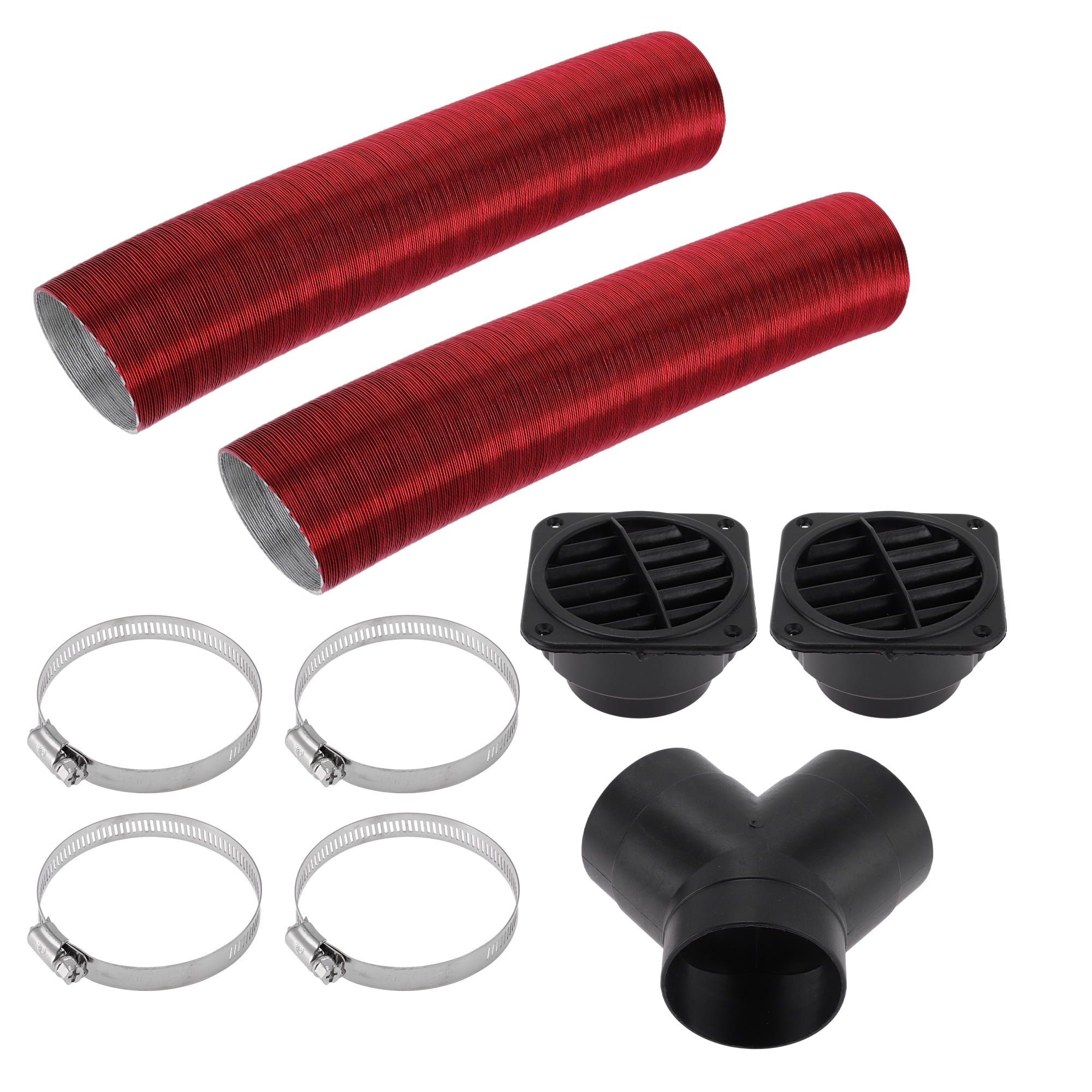 Unique Bargains 75mm Dia 80cm Car Heater Duct Kit Car Heater Duct Pipe Hose Set for Diesel Heater Red