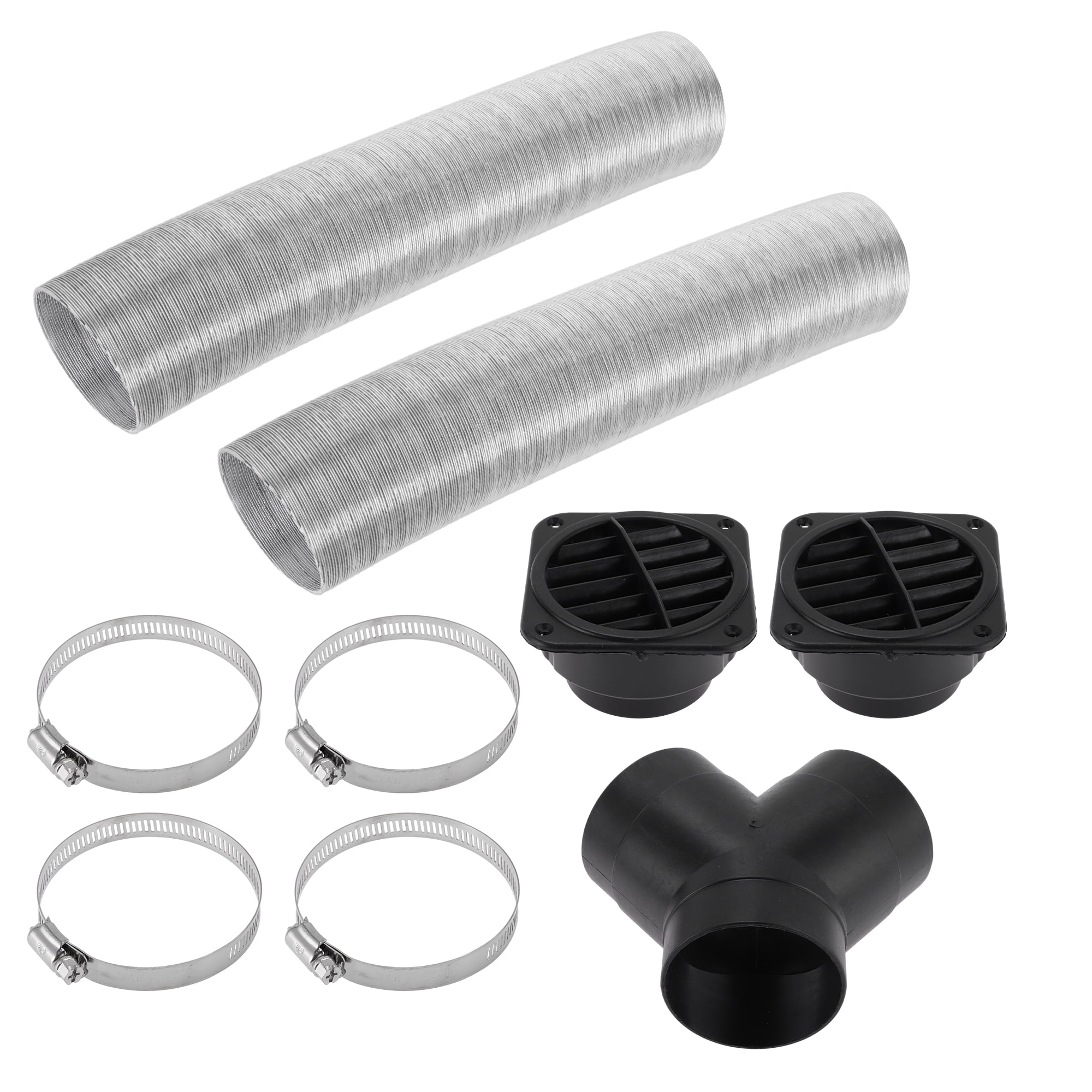 Unique Bargains 75mm Dia 80cm Car Heater Duct Kit Car Heater Duct Pipe Hose Set for Diesel Heater Silver Tone