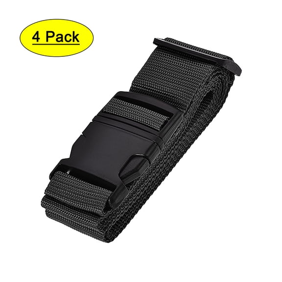 Unique Bargains 79'' Luggage Straps Suitcase Belts with Buckle Label Adjustable PP Black 4Pcs