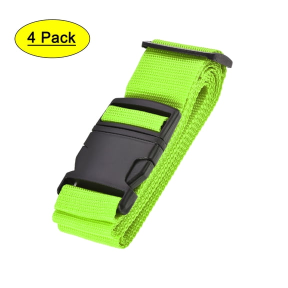Unique Bargains 79'' Luggage Straps Suitcase Belts with Buckle Label PP Light Green 4pcs