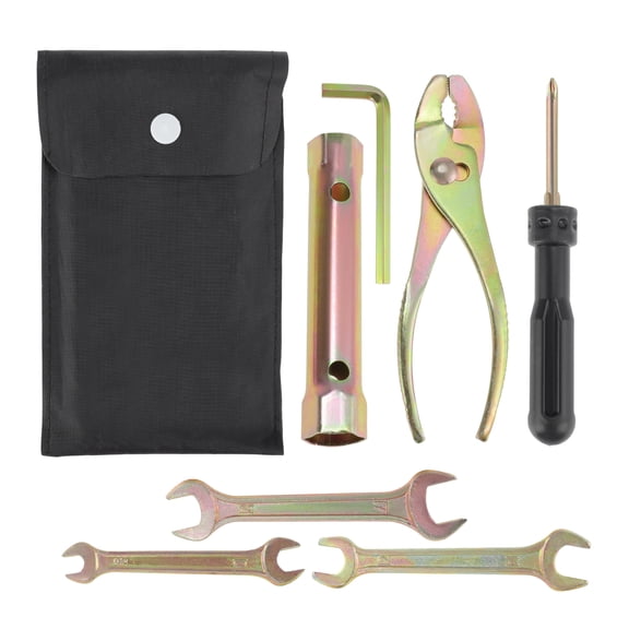 Unique Bargains 7PCS Motorcycle Repair Tool Kit, Spark Plug Socket Pliers Hexagonal Wrench M6 Double Ended Screwdriver Dual Head Wrench 8-10mm 12-14mm 14-17mm, Portable Motorbike Maintenance Tools