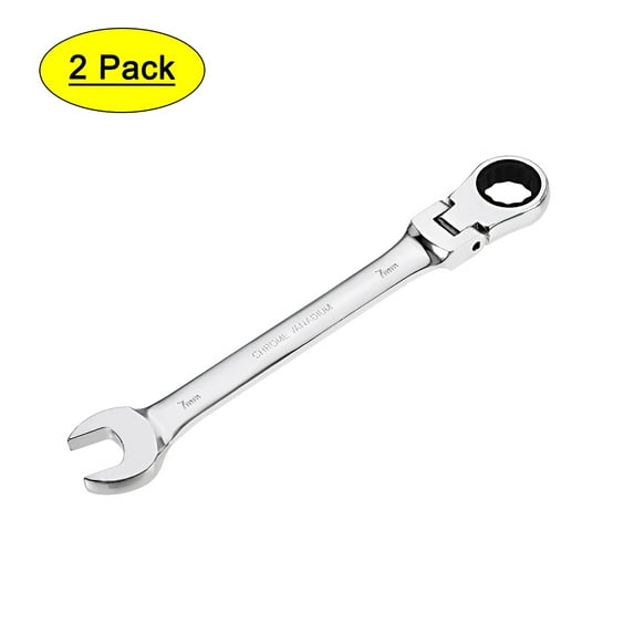Unique Bargains 7mm Flex-Head 72 Teeth Box Ended Ratcheting Combination Wrench, CR-V Steel 2 Pack