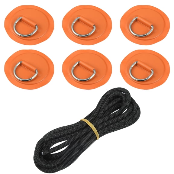 Unique Bargains 7pcs 11.81Ft 6mm Shock Cord Elastic Deck Rigging Kit with 6 D Ring Patch for Boat Kayak Accessori Orange