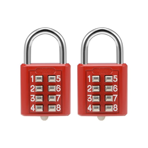 Unique Bargains 8-Digit Combination Padlock Push Button Locks for Locker Furniture Red 2Pcs