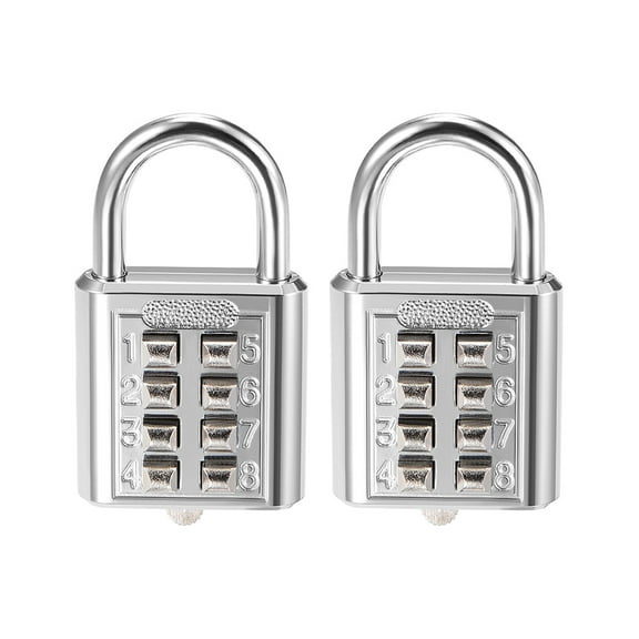 Unique Bargains 8-Digit Combination Padlock Push Button Locks for Locker Furniture Silver Tone 2Pcs