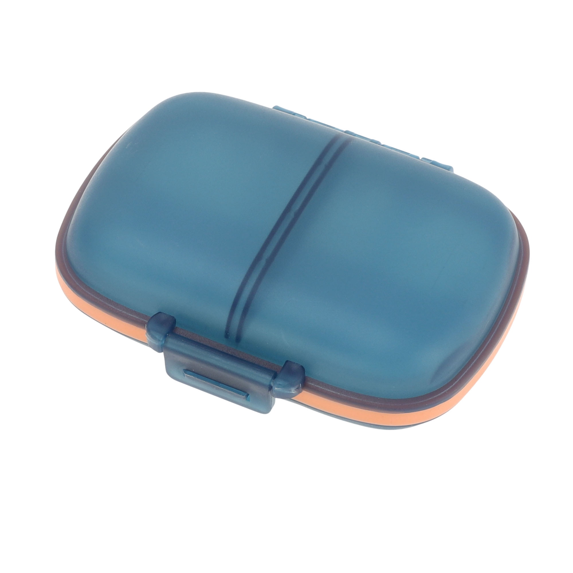 Unique Bargains 8 Grids Double Layers Pill Box for Travel Blue