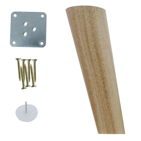 Unique Bargains 8 Inch Round Wood Furniture Leg Sofa Feet Wood Color (1pcs