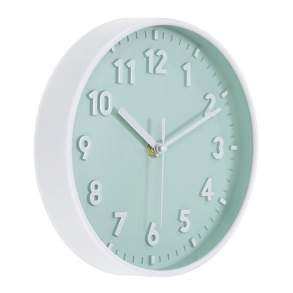 Uxcell 8 inch Plastic Wall Clock 3D Number Quartz Battery Operated Silent Non-Ticking Round Wall Clocks Light Green