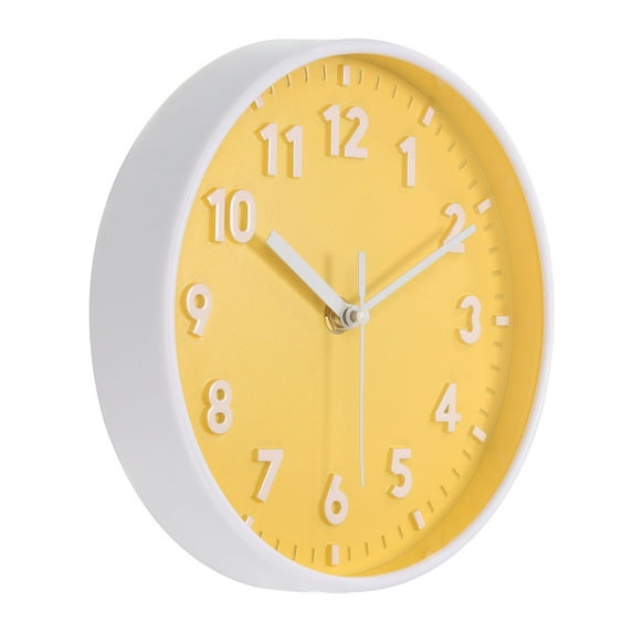 Uxcell 8 Inch Plastic Wall Clock 3D Number Quartz Battery Operated Silent Non-Ticking Round Wall Clocks Yellow