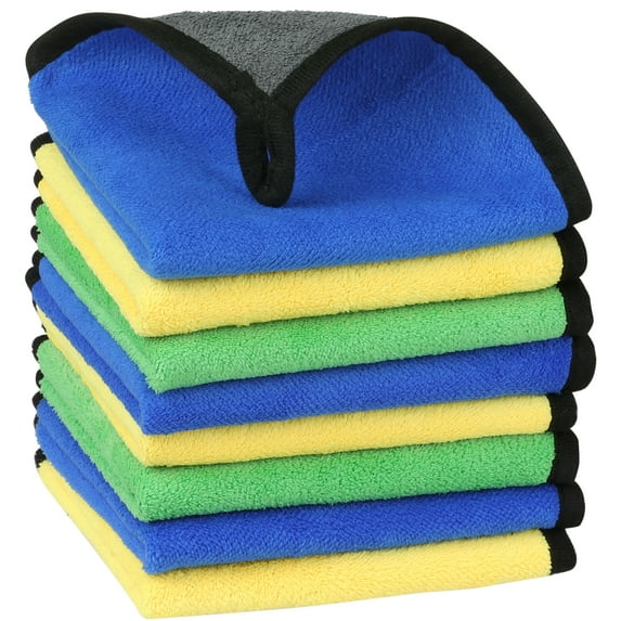 Unique Bargains 8 Pack Microfiber Hang Loop Cleaning Towels Multicolor 12"x12"