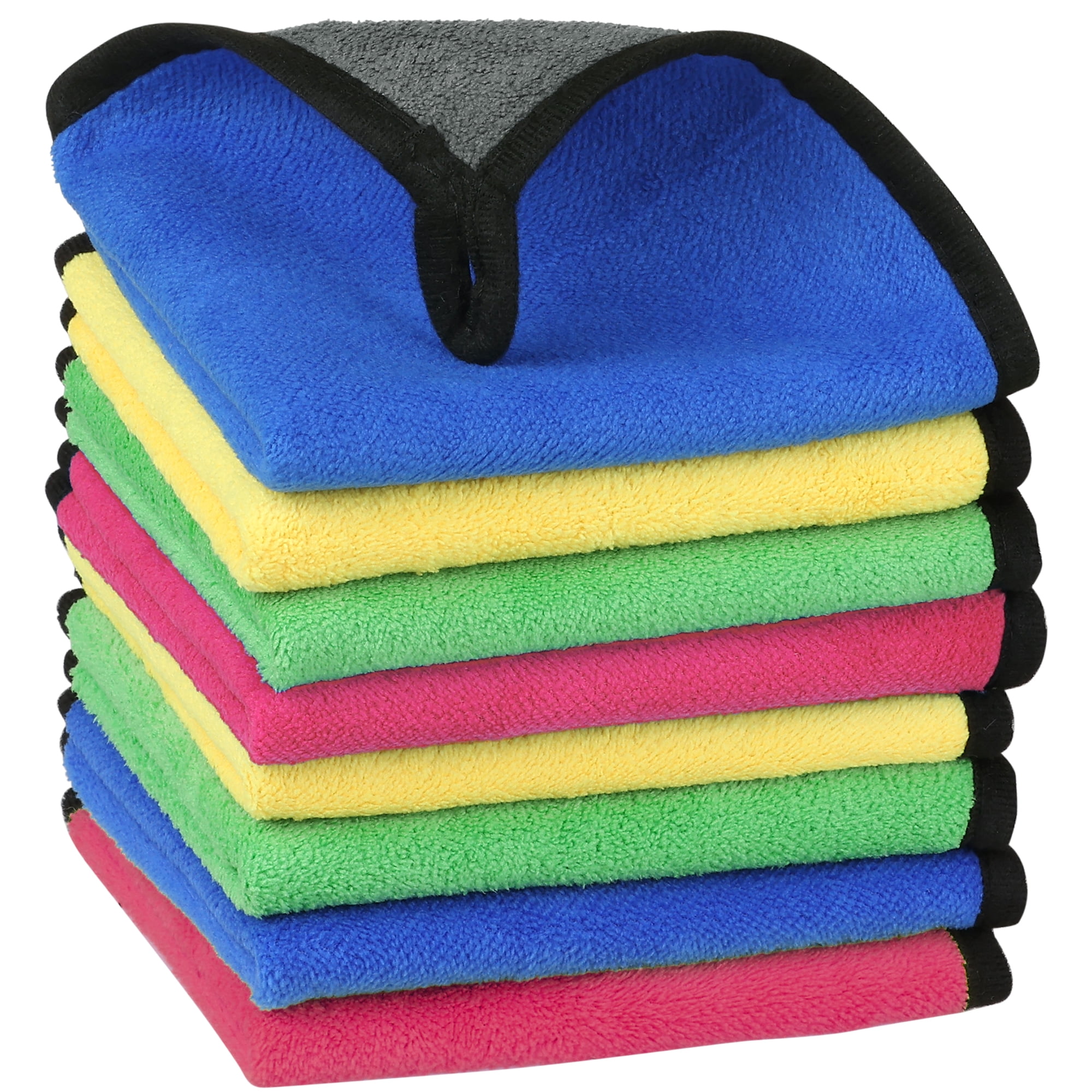 Unique Bargains 8 Pack Microfiber Hang Loop Cleaning Towels Multicolor 12"x16"