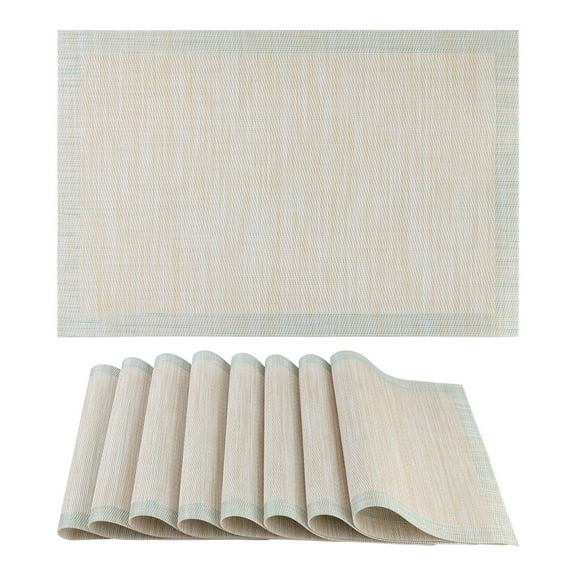 Unique Bargains 8 Pack Place Mats for Dining Table Decor Wipeable Table Mat Beige