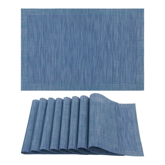 Unique Bargains 8 Pack Place Mats for Dining Table Decor Wipeable Table Mat Blue