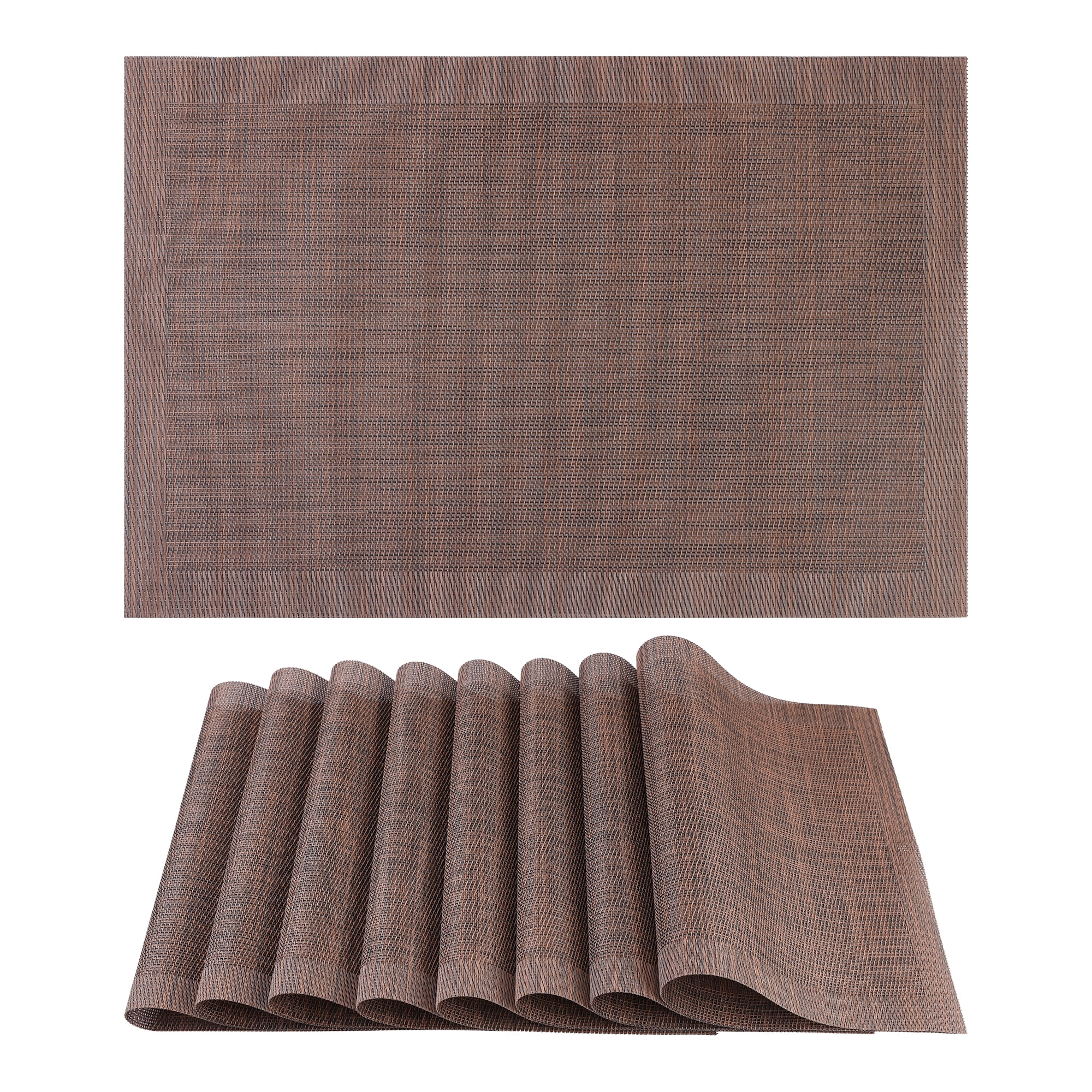 Unique Bargains 8 Pack Place Mats for Dining Table Decor Wipeable Table Mat Brown