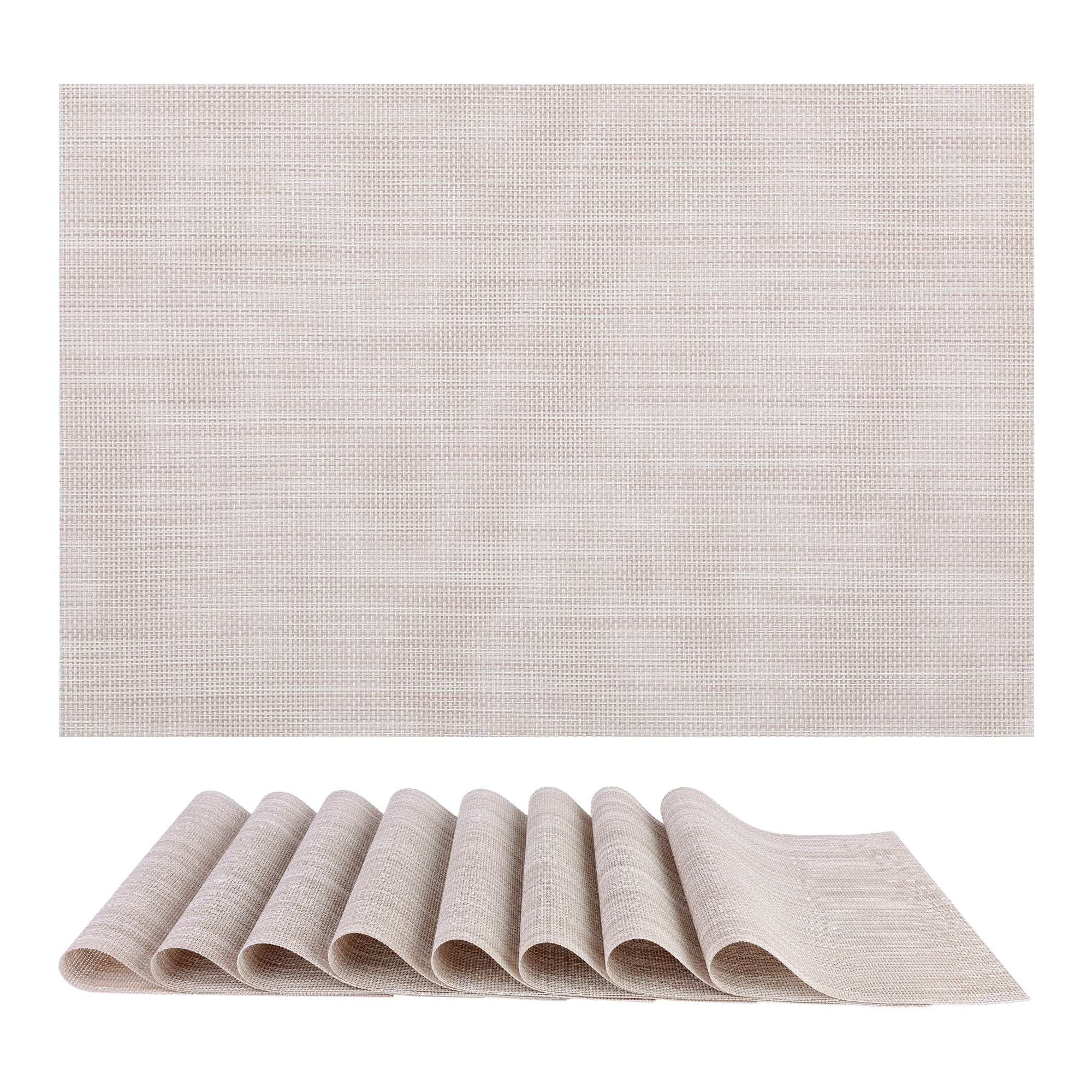 Unique Bargains 8 Pack Washable Placemats for Table Decor Wipeable Place Mat Beige 18x12in