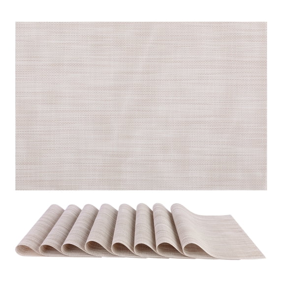 Unique Bargains 8 Pack Washable Placemats for Table Decor Wipeable Place Mat Beige 18x12in