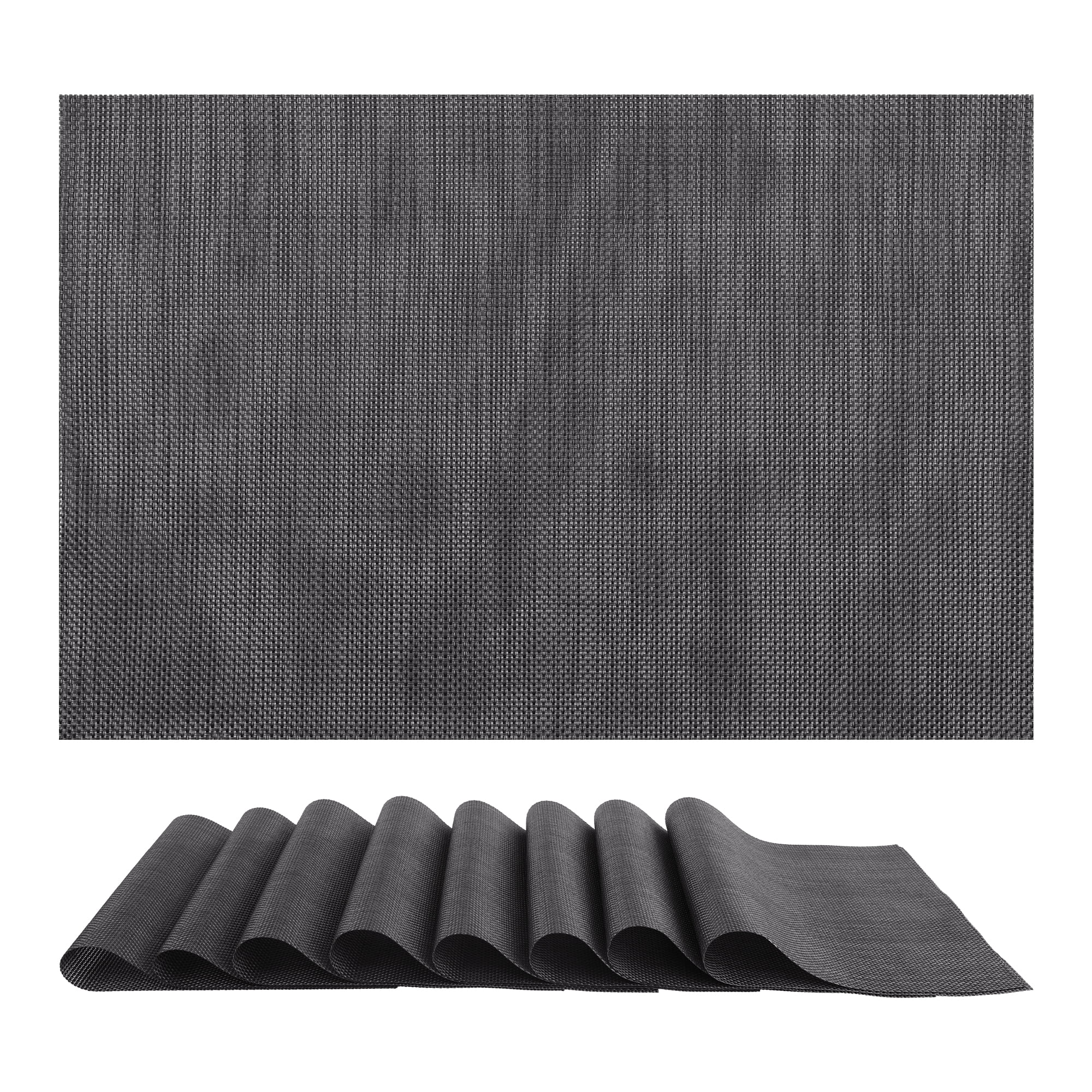 Unique Bargains 8 Pack Washable Placemats for Table Decor Wipeable Place Mat Black Gray
