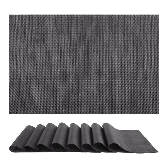 Unique Bargains 8 Pack Washable Placemats for Table Decor Wipeable Place Mat Black Gray