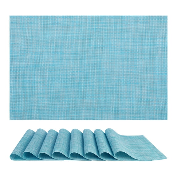 Unique Bargains 8 Pack Washable Placemats for Table Decor Wipeable Place Mat Blue 18x12in