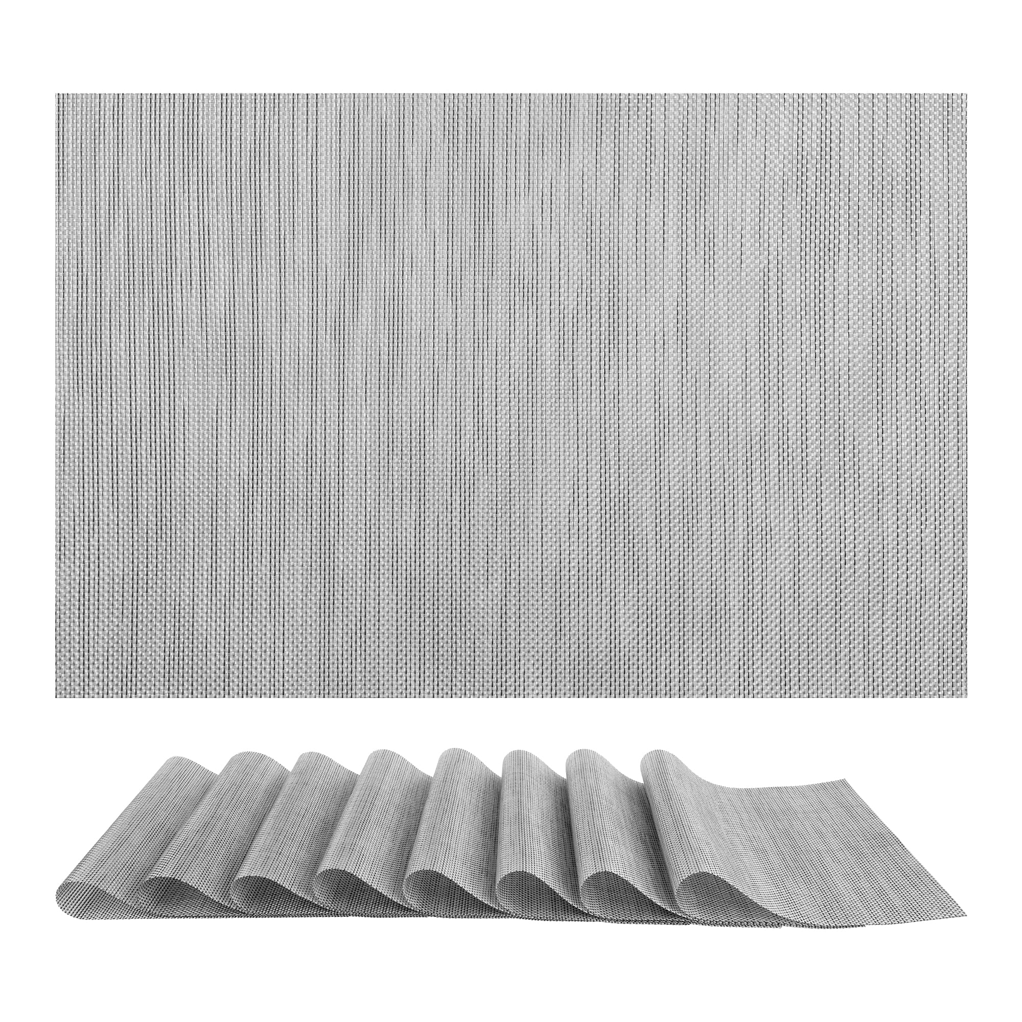 Unique Bargains 8 Pack Washable Placemats for Table Decor Wipeable Place Mat Gray 18x12in