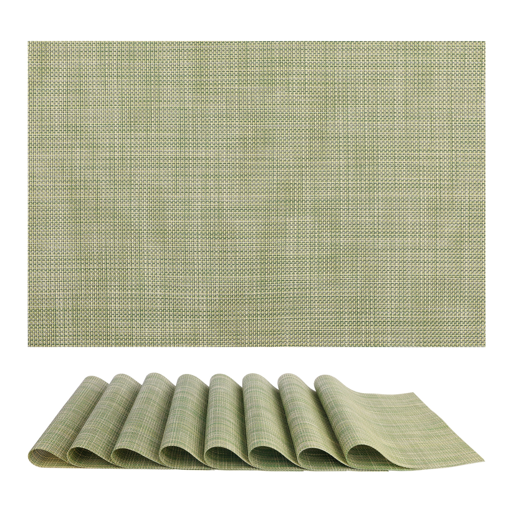 Unique Bargains 8 Pack Washable Placemats for Table Decor Wipeable Place Mat Green 18x12in