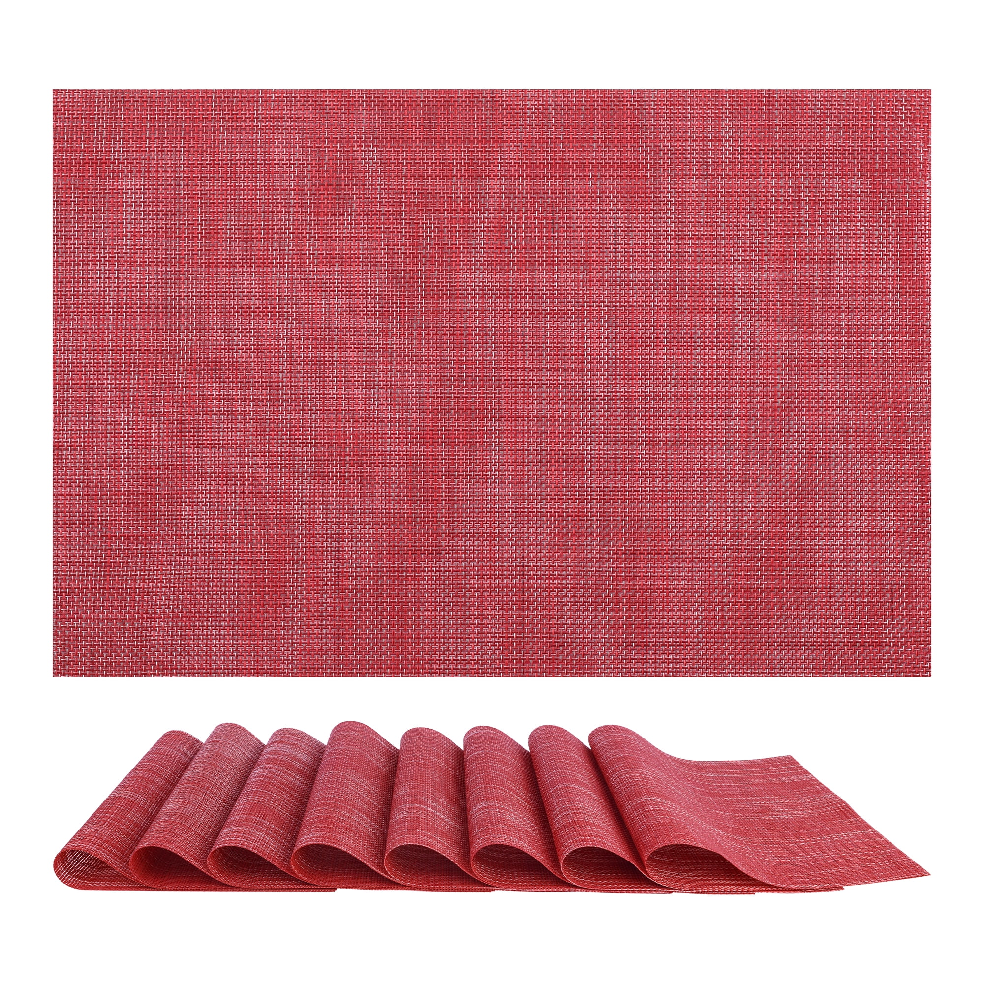 Unique Bargains 8 Pack Washable Placemats for Table Decor Wipeable Place Mat Red 18x12in