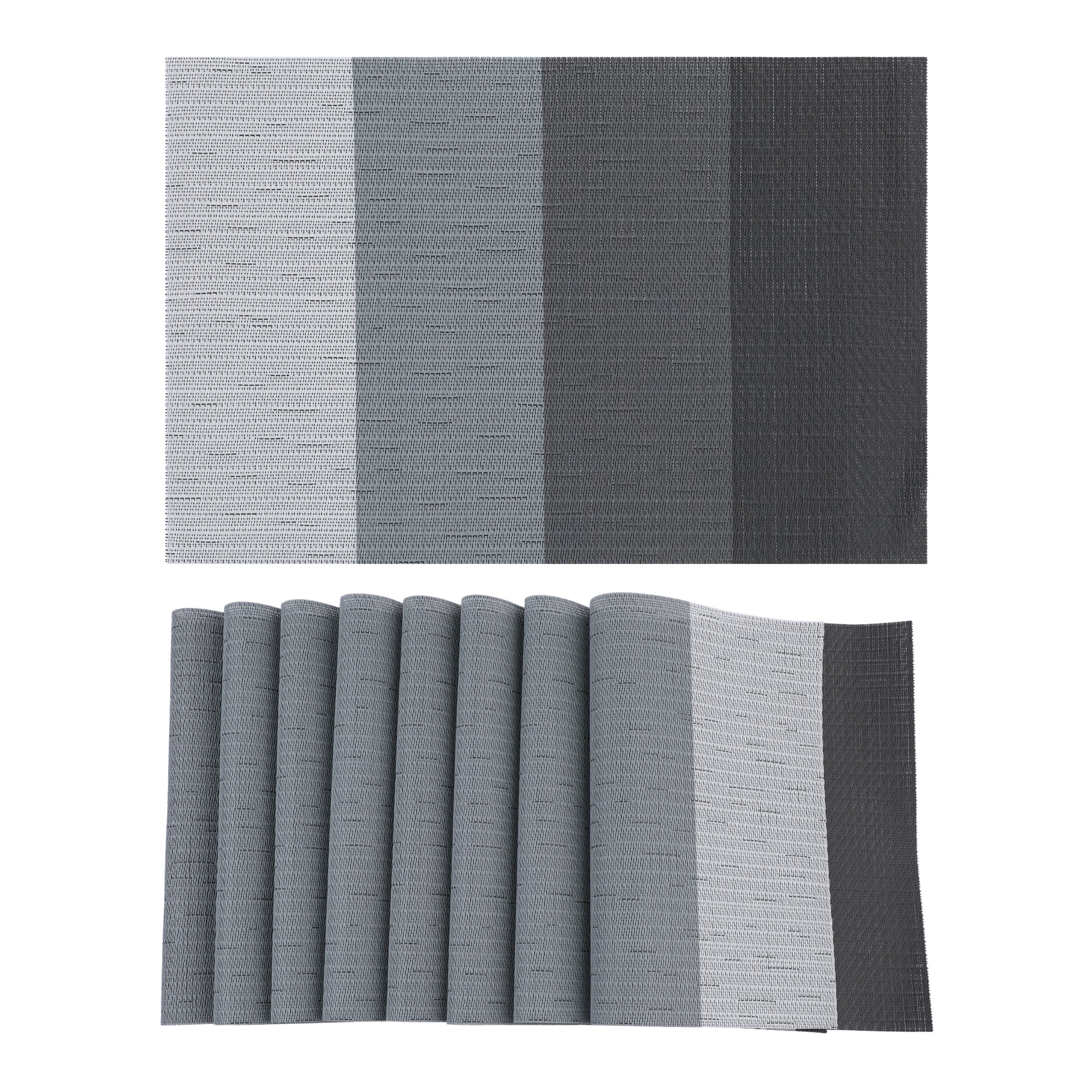 Unique Bargains 8 Packs Placemats for Kitchen Dining Table Decor Washable Gray 18x12in