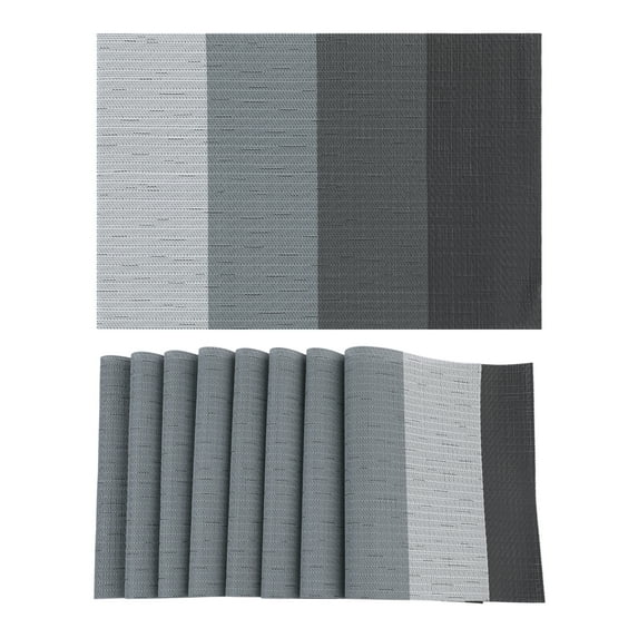 Unique Bargains 8 Packs Placemats for Kitchen Dining Table Decor Washable Gray 18x12in
